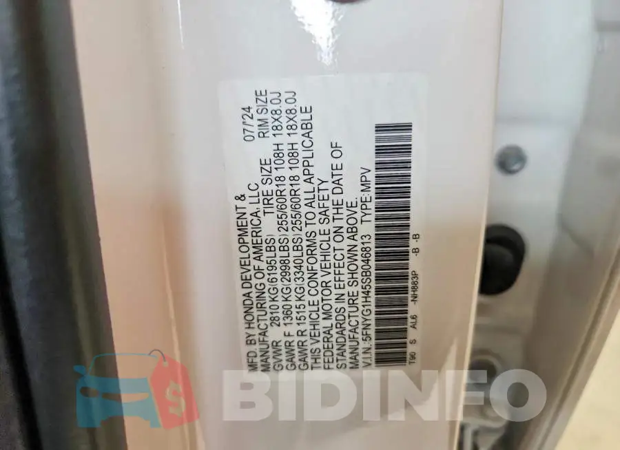 5FNYG1H45SB046813 Photo# 13