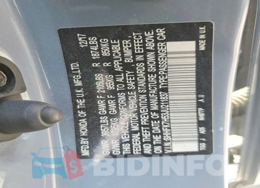 SHHFK7H53JU211837 Photo# 12