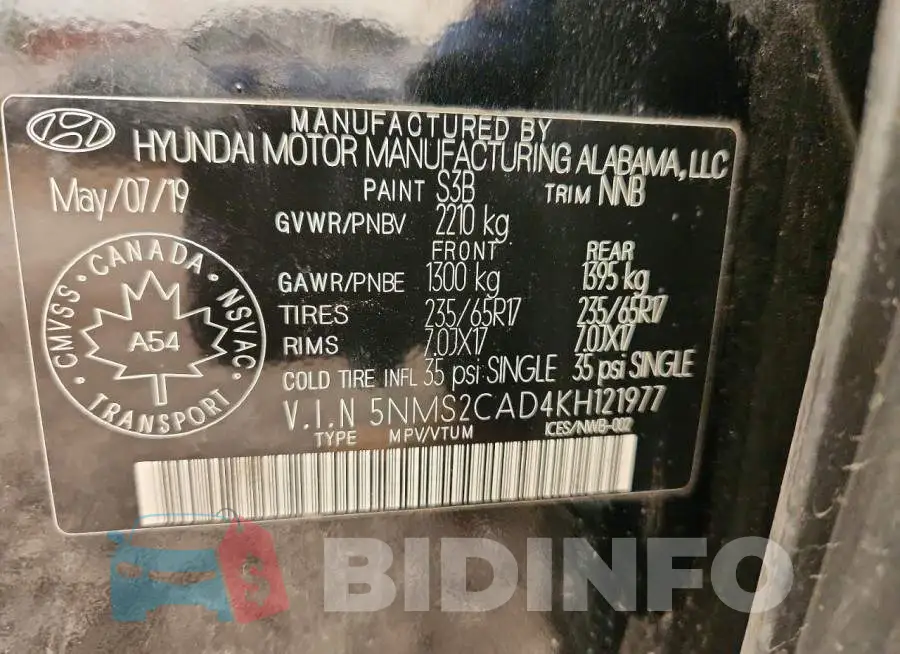 5NMS2CAD4KH121977 Photo# 14