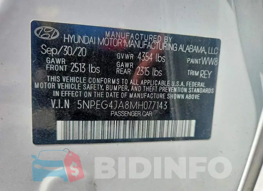 5NPEG4JA8MH077143 Photo# 12