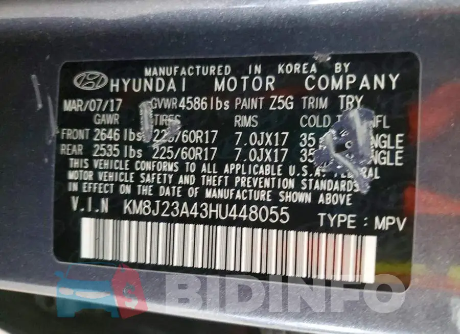 KM8J23A43HU448055 Photo# 12