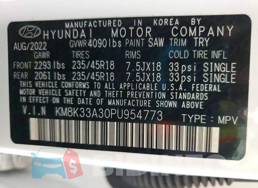 KM8K33A30PU954773 Photo# 13