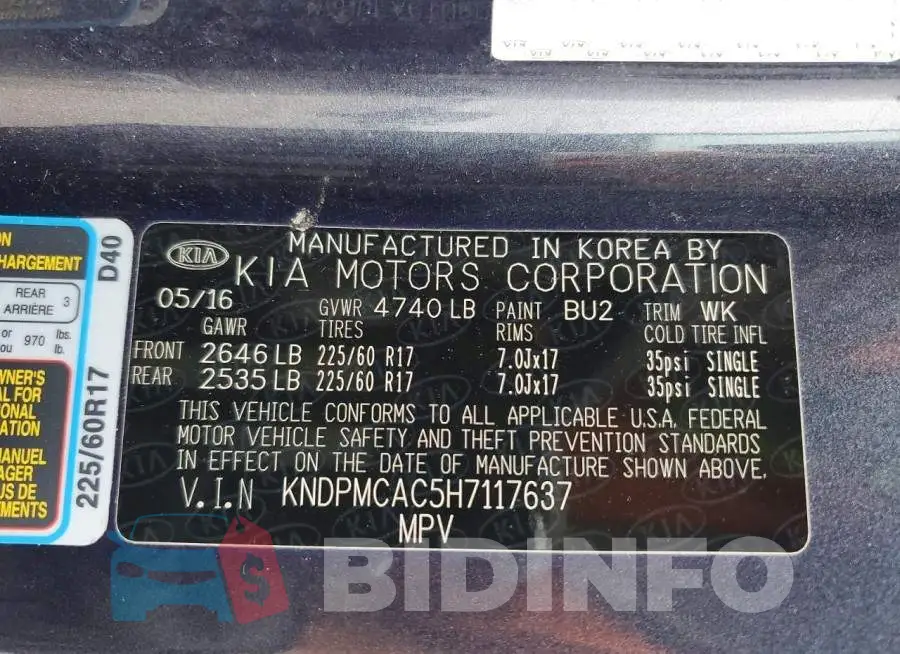 KNDPMCAC5H7117637 Photo# 13
