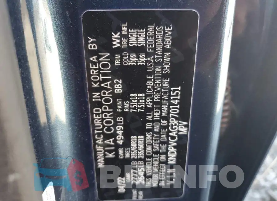 KNDPVCAG3P7014151 Photo# 13