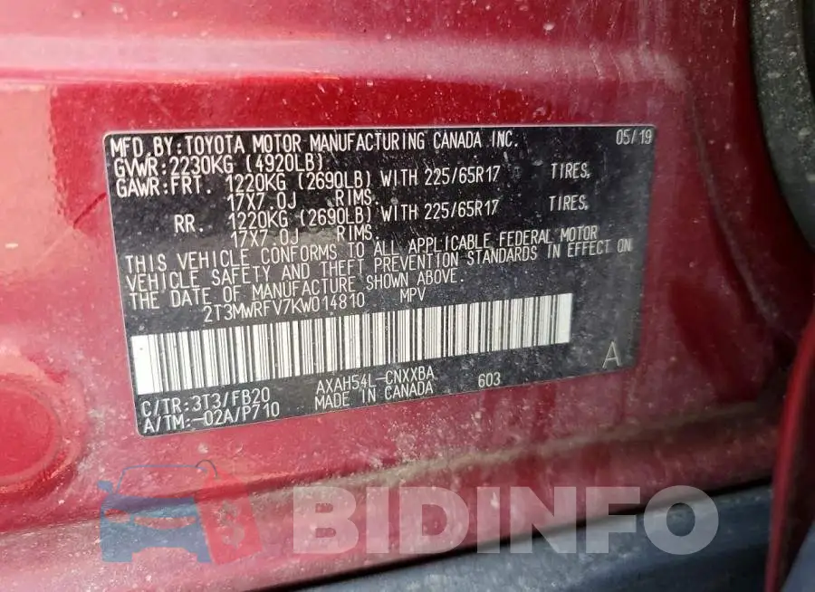 2T3MWRFV7KW014810 Photo# 12