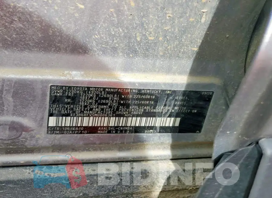 4T3B6RFV5MU006361 Photo# 13