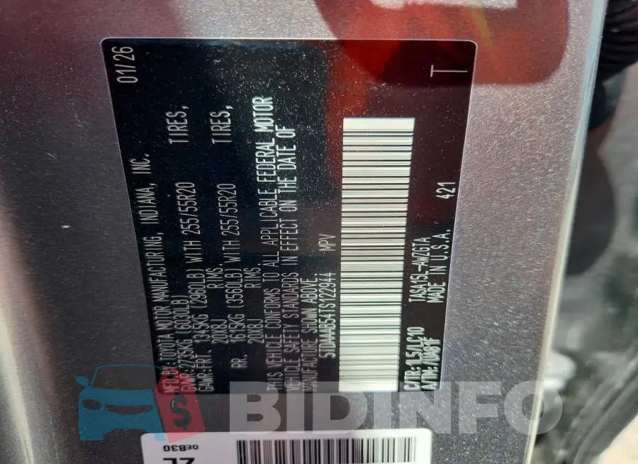 5TDAAAB54TS122944 Photo# 14