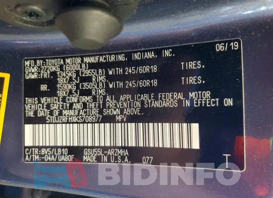 5TDJZRFHXKS708977 Photo# 14