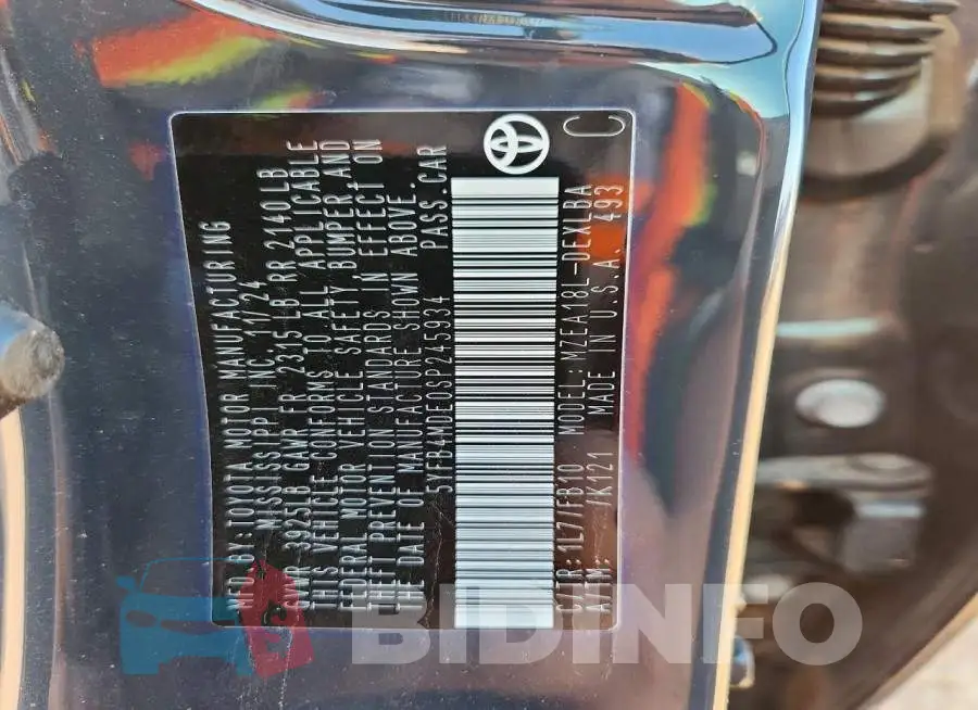 5YFB4MDE0SP245934 Photo# 13