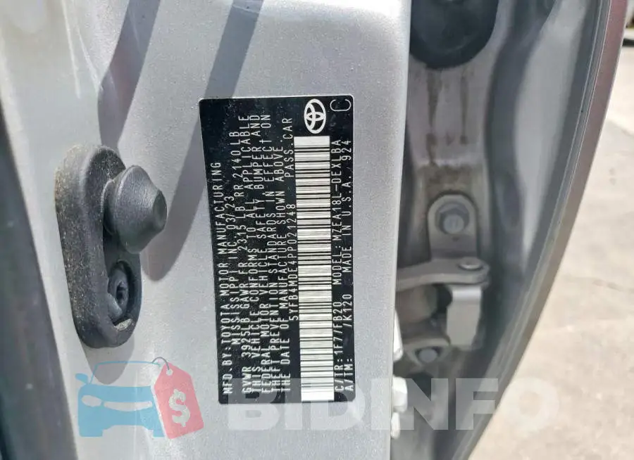 5YFB4MDE4PP021248 Photo# 12
