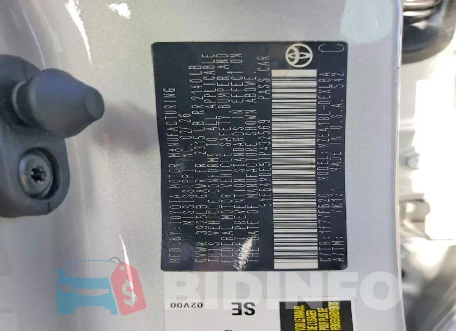 5YFB4MDE5TP432569 Photo# 12