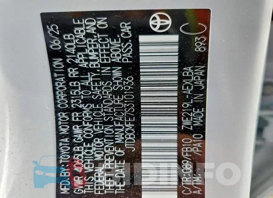 JTDBCMFE7S3101936 Photo# 13