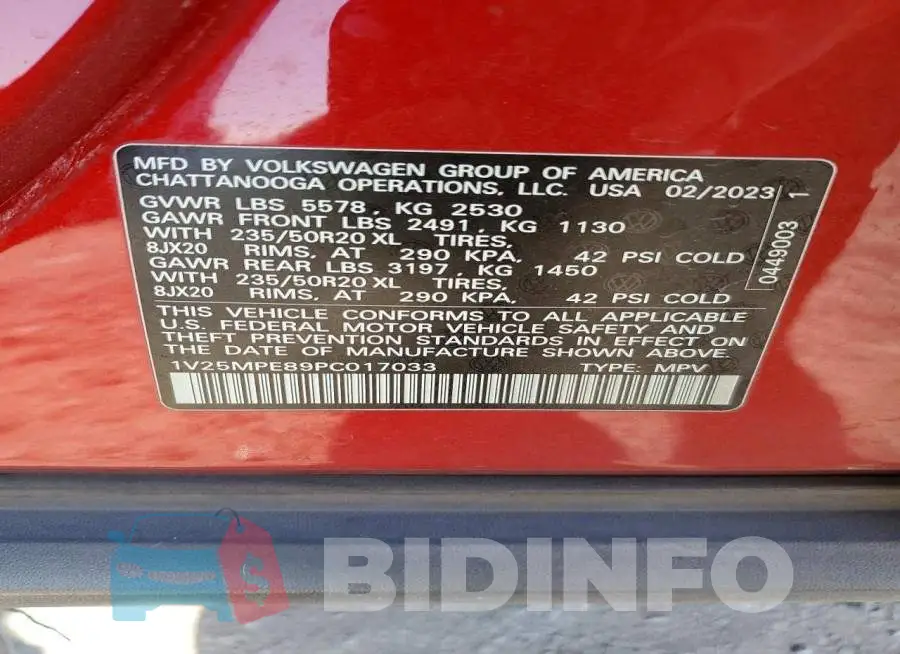 1V25MPE89PC017033 Photo# 12