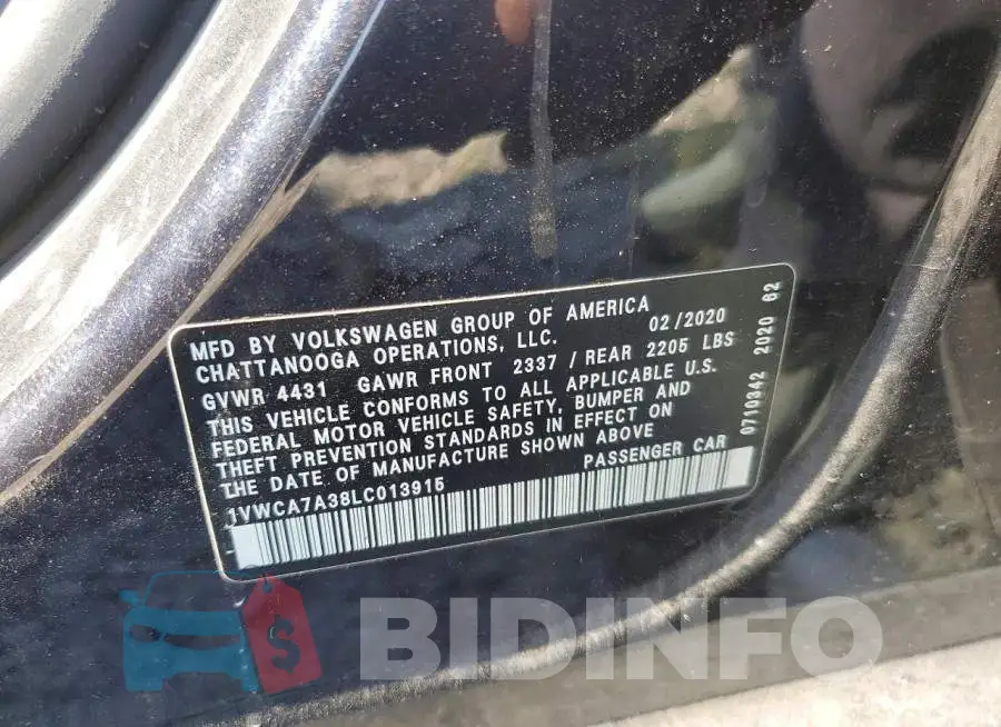 1VWCA7A38LC013915 Photo# 13