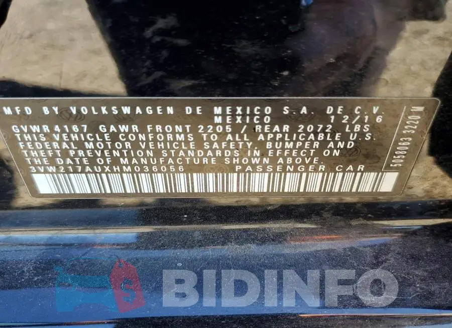 3VW217AUXHM036056 Photo# 13