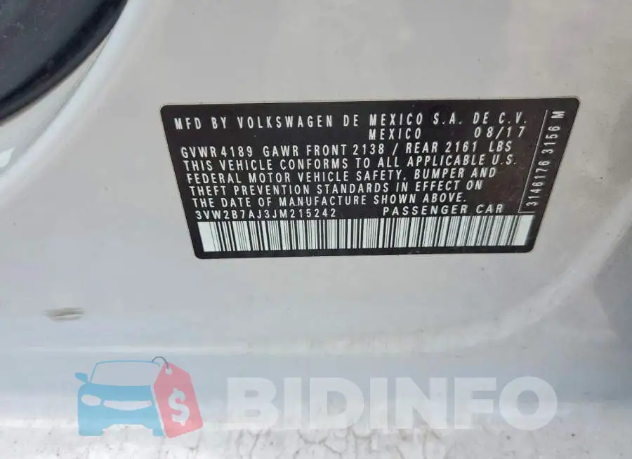 3VW2B7AJ3JM215242 Photo# 12