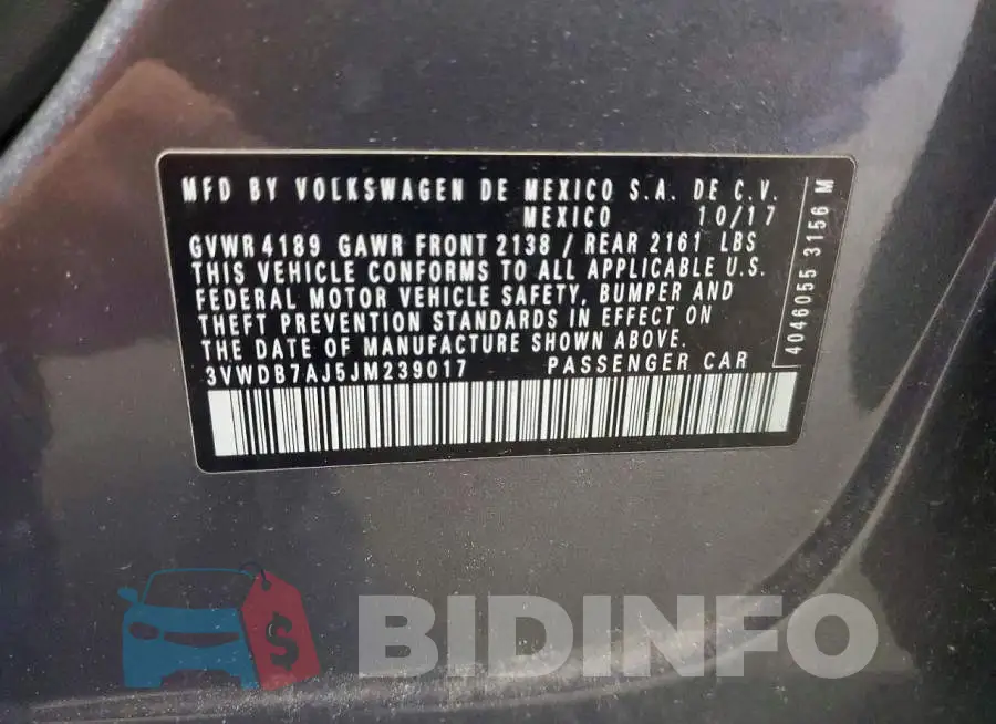 3VWDB7AJ5JM239017 Photo# 12