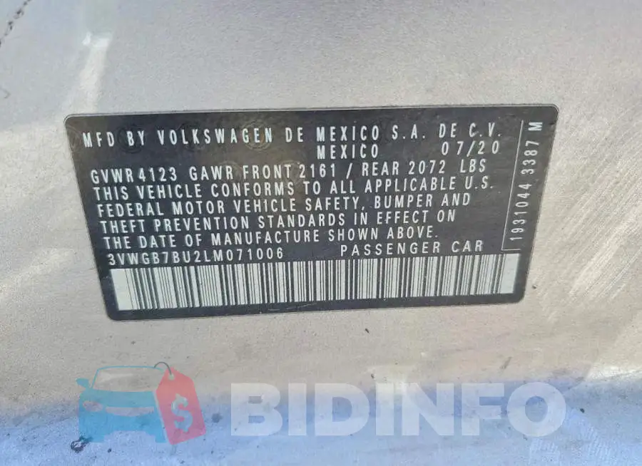 3VWGB7BU2LM071006 Photo# 12