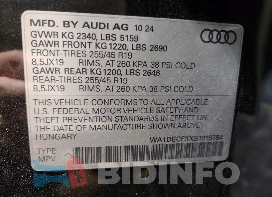 WA1DECF3XS1016784 Photo# 13