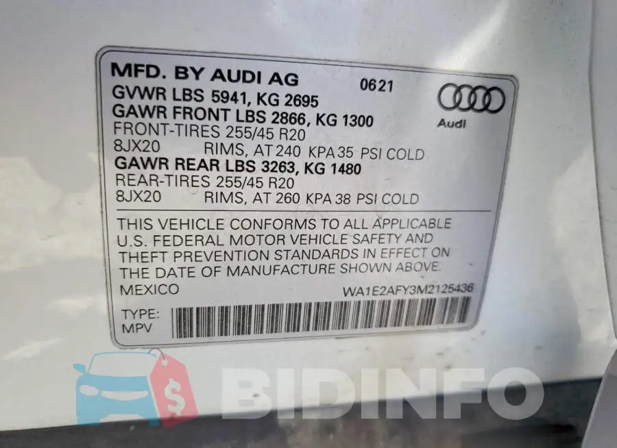 WA1E2AFY3M2125436 Photo# 14