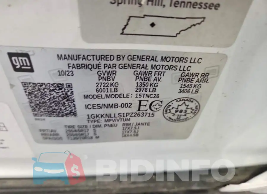1GKKNLLS1PZ263715 Photo# 13