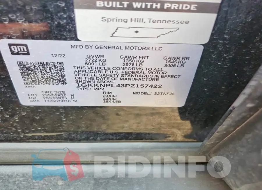 1GKKNPL43PZ157422 Photo# 13