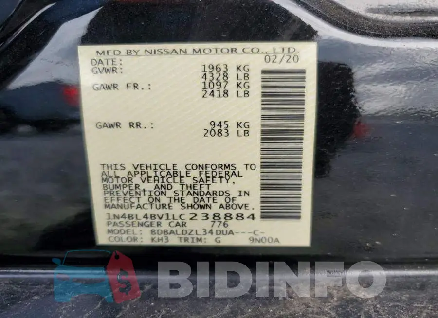 1N4BL4BV1LC238884 Photo# 12