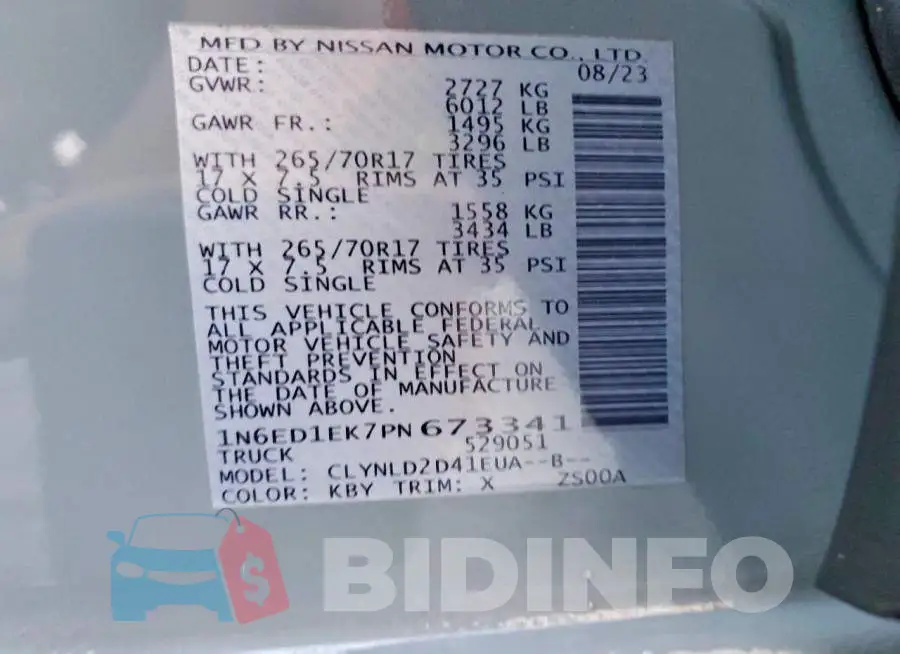 1N6ED1EK7PN673341 Photo# 13