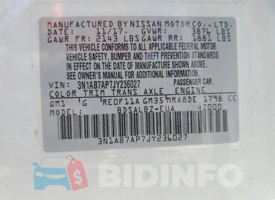 3N1AB7AP7JY236027 Photo# 14