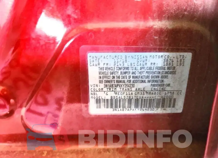 3N1AB7APXKY264230 Photo# 12