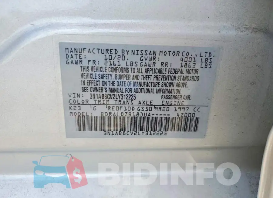 3N1AB8CV2LY312225 Photo# 12