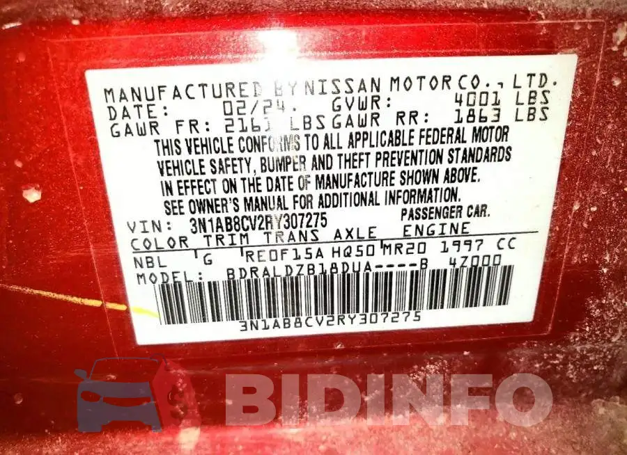 3N1AB8CV2RY307275 Photo# 12