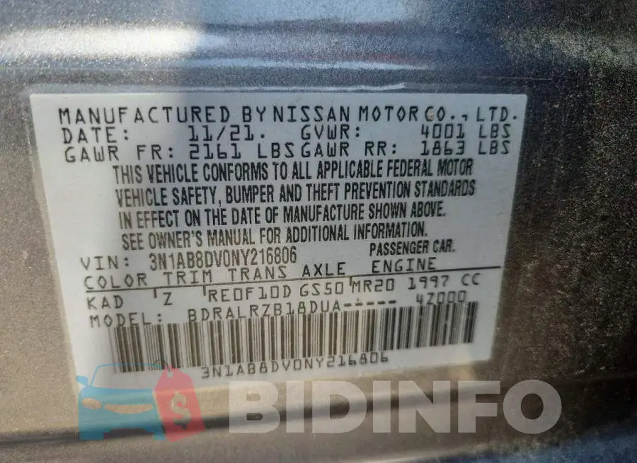 3N1AB8DV0NY216806 Photo# 12
