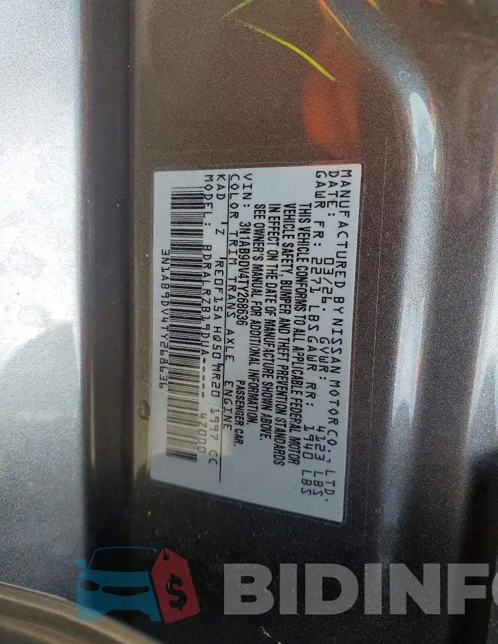 3N1AB9DV4TY268636 Photo# 12