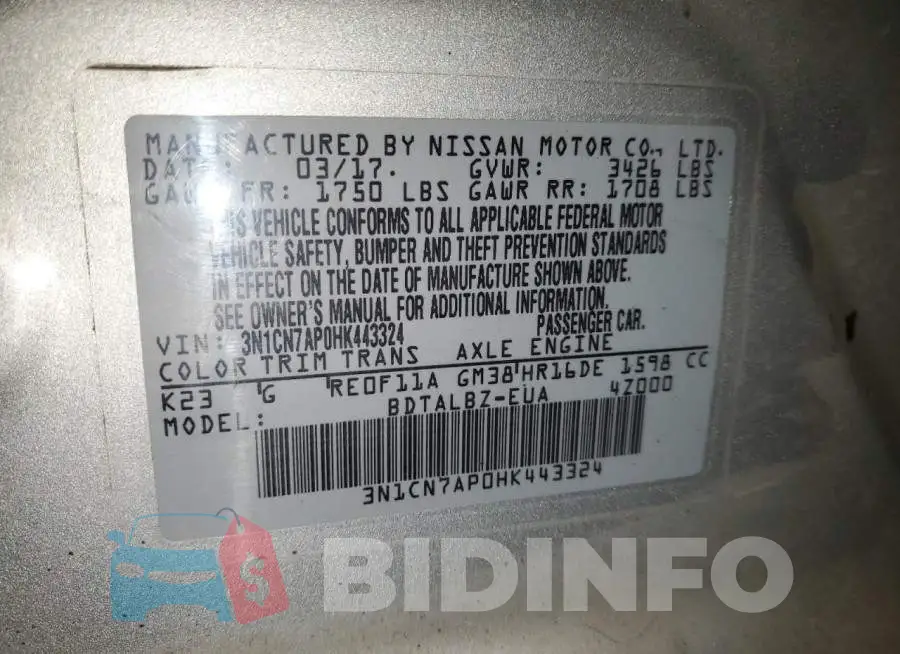 3N1CN7AP0HK443324 Photo# 12
