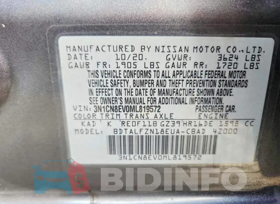 3N1CN8EV0ML819572 Photo# 13