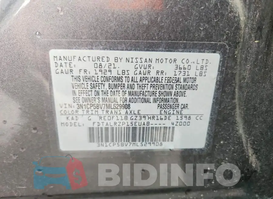 3N1CP5BV7ML529908 Photo# 13
