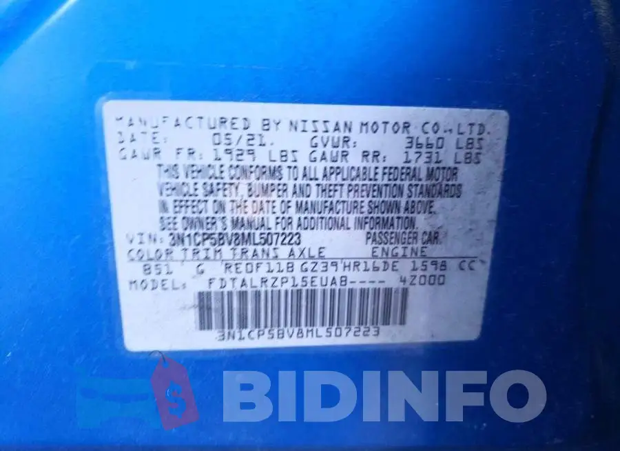 3N1CP5BV8ML507223 Photo# 13