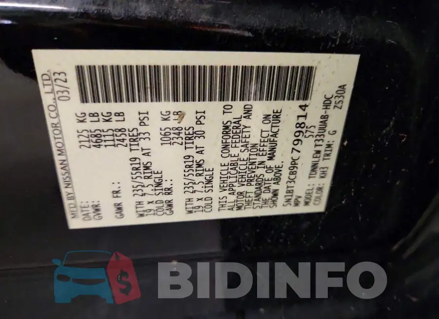 5N1BT3CB9PC799814 Photo# 13