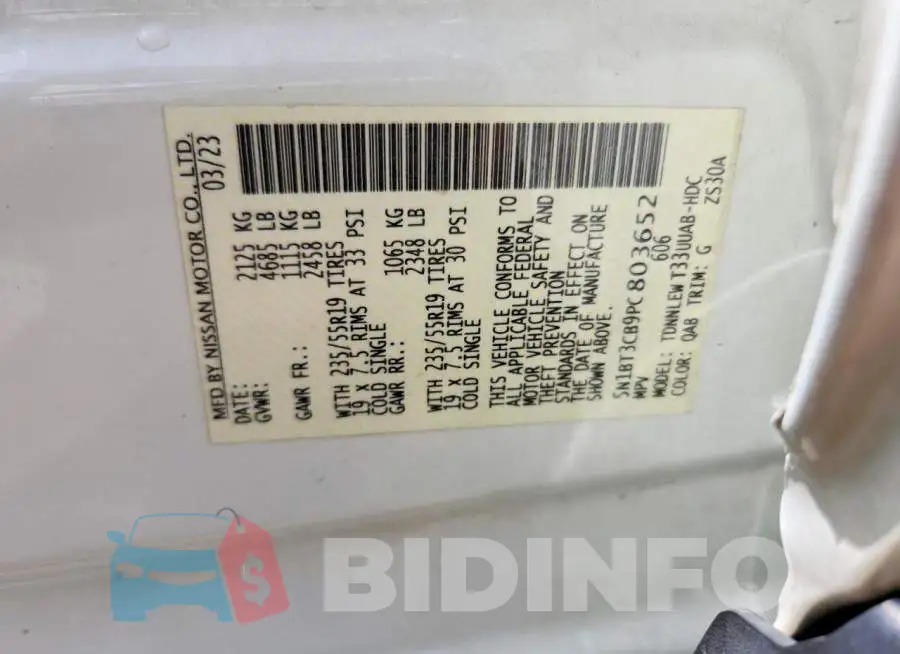 5N1BT3CB9PC803652 Photo# 12