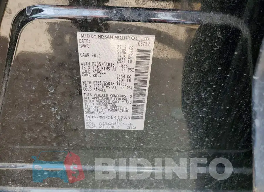 5N1DR2MN9KC641783 Photo# 12