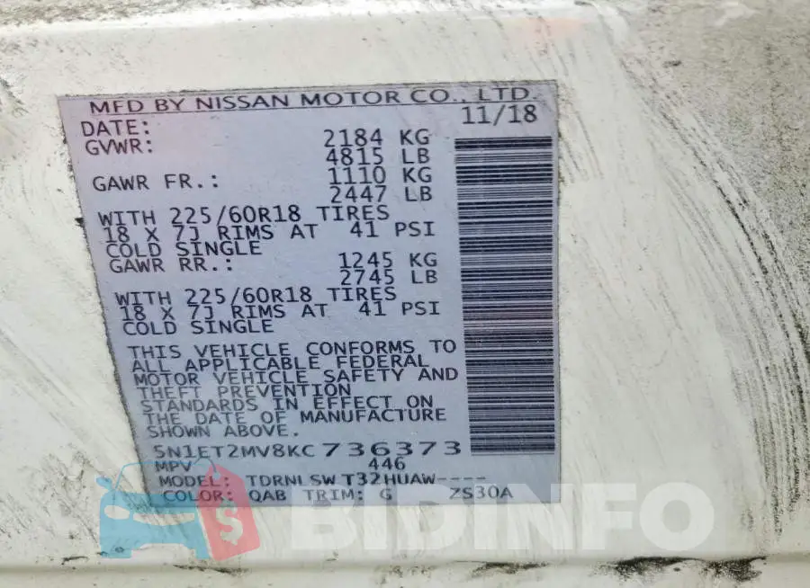 5N1ET2MV8KC736373 Photo# 13