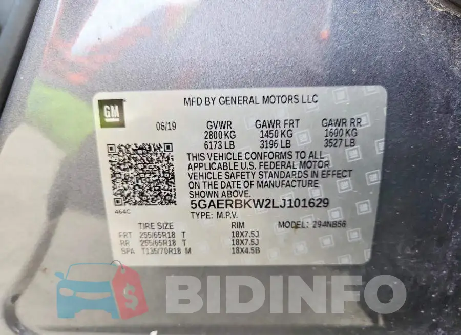 5GAERBKW2LJ101629 Photo# 13