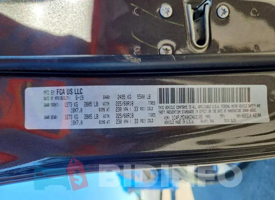 1C4PJMDX0KD469109 Photo# 14