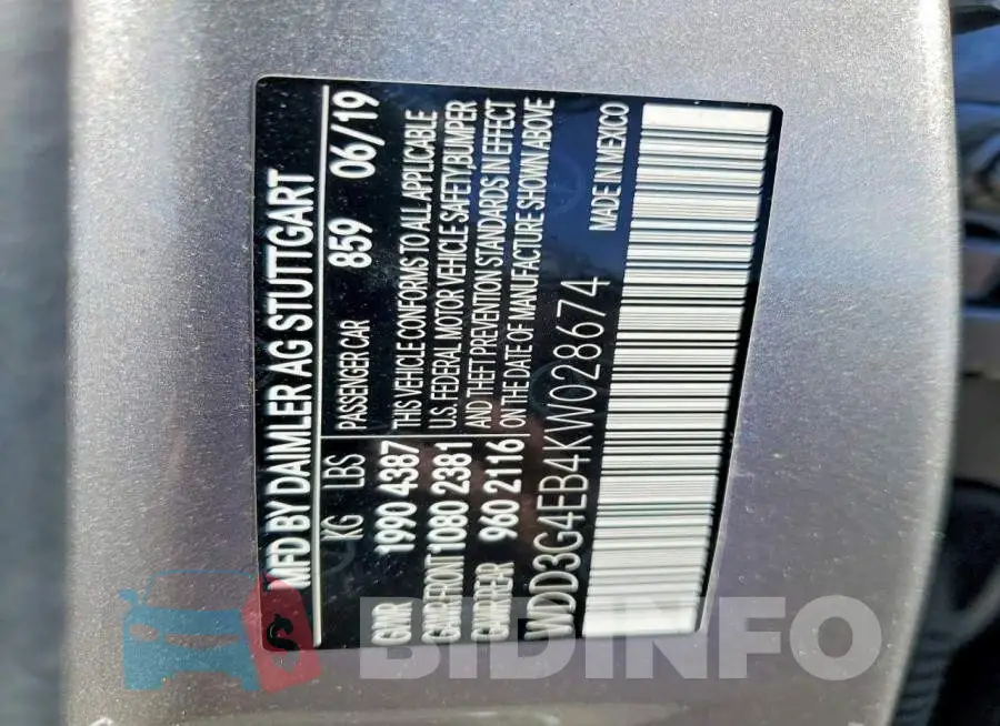 WDD3G4EB4KW028674 Photo# 13