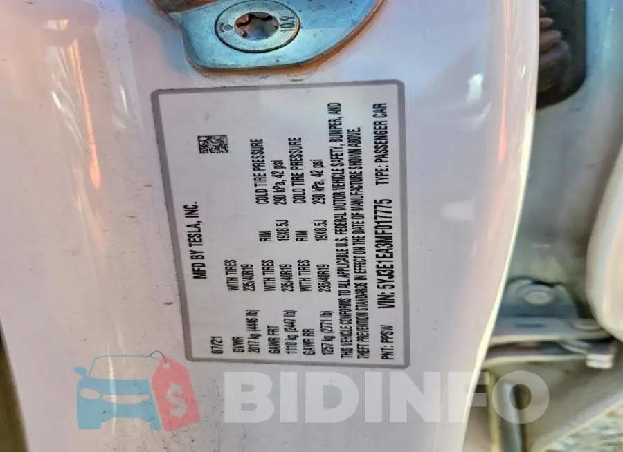 5YJ3E1EA3MF017775 Photo# 12