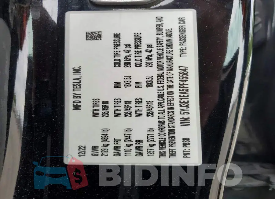 5YJ3E1EA5PF455847 Photo# 12