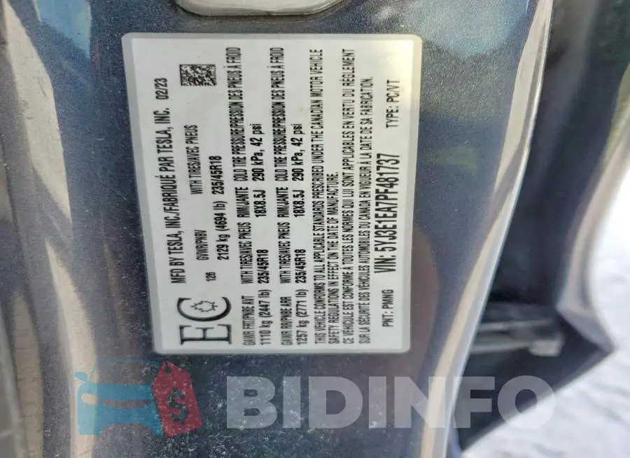 5YJ3E1EA7PF481737 Photo# 13