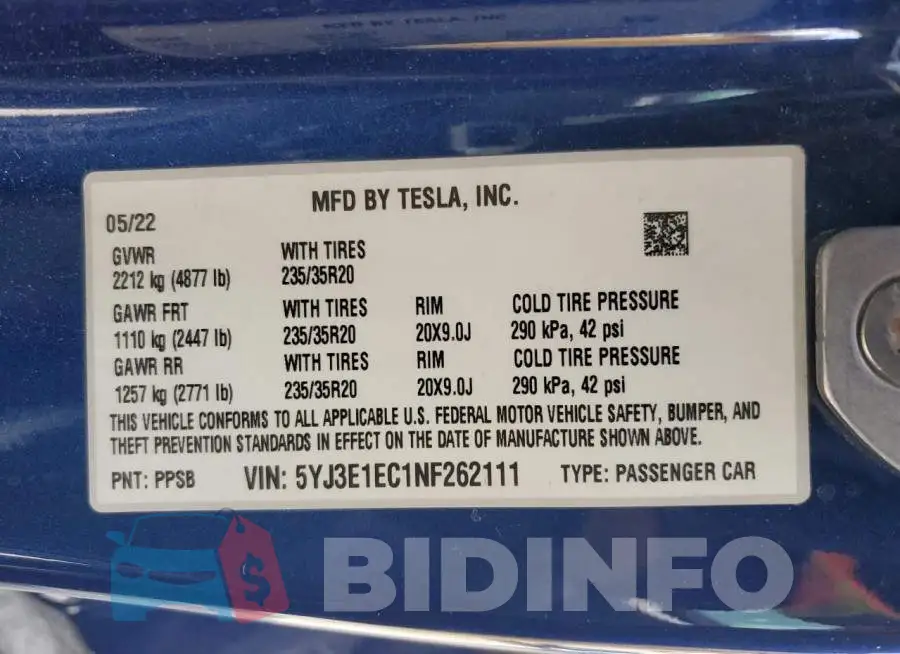 5YJ3E1EC1NF262111 Photo# 12