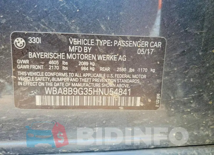 WBA8B9G35HNU54841 Photo# 12